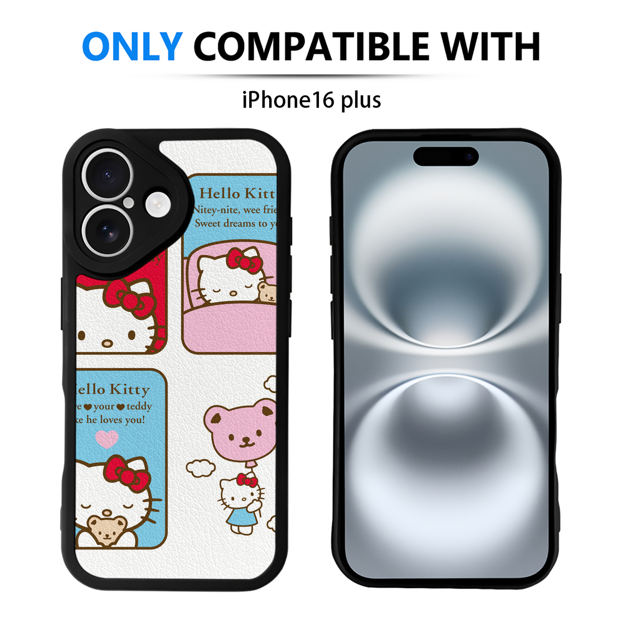 （画像用） Hello Kitty ハローキティ 【iPhone 16シリーズ対応】シリコンスマホケース（レザー調） 材質：シリコン